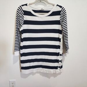 J. Jill Navy and White Striped  Top